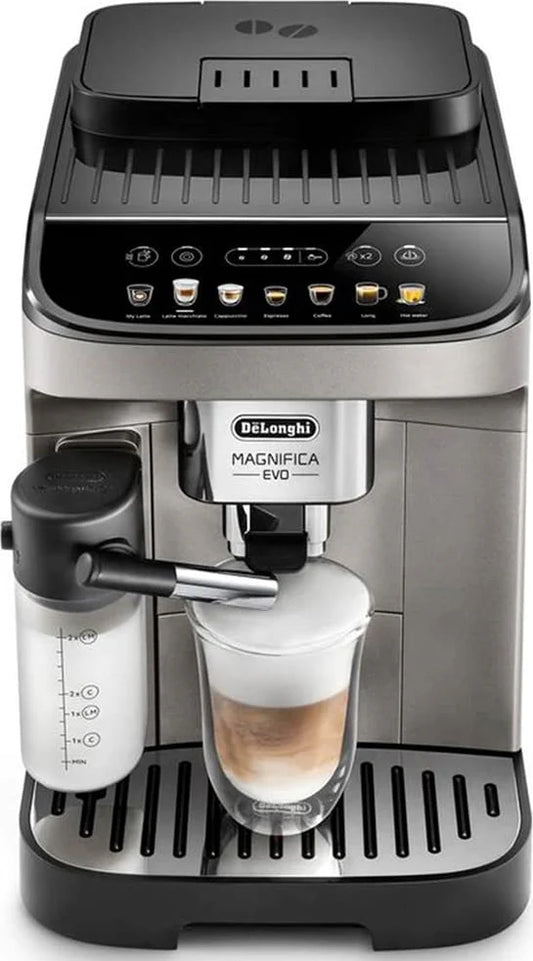 De Longhi Automatic Espresso Coffee Machine with Coffee Grinder and Cappuccino Coffee Beans Titanium Color - ECAM 290.81.TB Magnifica Evo