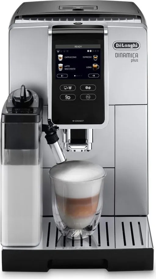 De Longhi Dinamica Plus Automatic Espresso Coffee Machine with Grinder and Cappuccino Touch Display Black/Silver - ECAM 370.85.SB